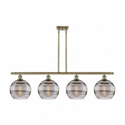 Rochester - 4 Light Stem Hung Island In Industrial Style-12.13 Inches Tall and 48.25 Inches Wide