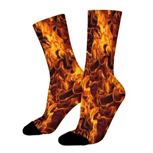 Fire And Flame Women Printed Crew Socks Funny Funky Socks Soft Polyester Novelty Gifts for Artists Men - 1 of 1