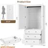 Large Wardrobe Closet w/ Drawers, 69.5" Wooden Wardrobe Cabinet w/ Hanging Rod, 2 Doors Clothing Storage Cabinet for Bedroom Anti-Tipping - 2 of 4