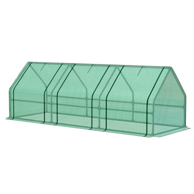 Aoodor Mini Greenhouse with 2 Zipper Doors, Portable Garden Greenhouse with Roll-up Zipper Doors, UV-Protected for Outdoor Plants, 9'x3'x3'