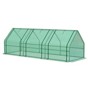 Aoodor Mini Greenhouse with 2 Zipper Doors, Portable Garden Greenhouse with Roll-up Zipper Doors, UV-Protected for Outdoor Plants, 9'x3'x3' - 1 of 4