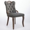 CLIHOME Set of 2 Vintage Velvet Dining Chair with Handmade Tufted Trim, Solid Wood Handles on Top and Sides, Curved Solid Wood Legs - 3 of 4