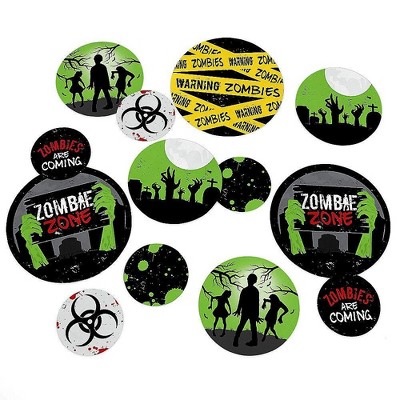 Big Dot of Happiness Zombie Zone - Halloween or Birthday Zombie Crawl Party Giant Circle Confetti - Party Decorations - Large Confetti 27 Count