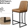 Dyonery Counter Height Bar Stools Set of 2,25.6" H Upholestered Faux Leather Barstools with Back and Metal Frame for Kitchen Island,Rustic Brown - 3 of 4