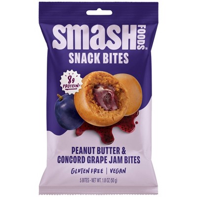 Smash Foods Gluten Free Peanut Butter and Concord Grape Jam Bites - 5ct/1.8oz