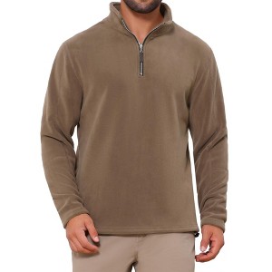 INSPIRE CHIC Men's Stand Collar Half Zip Long Sleeve Fleece Sweatshirt - 1 of 4