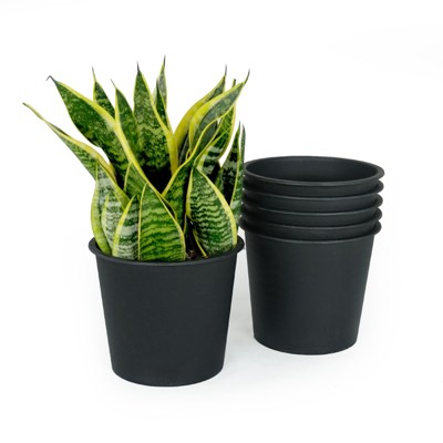 VisioGear 5PCS Round Nursery Plant Pot, 5" Width Garden Pots with Drainage Hole, Black, 5"*5"*4.7"
