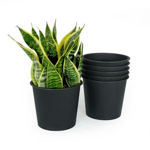 VisioGear 5PCS Round Nursery Plant Pot, 5" Width Garden Pots with Drainage Hole, Black, 5"*5"*4.7" - 1 of 4