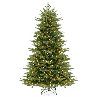 Tangkula 5/6/7 FT Artificial Christmas Tree w/ 1426/2116/3156 Lush PVC & PE Tips 200/300/400 LED Lights