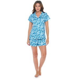 Casual Nights Women's Rayon Printed Short Sleeve Capri Pajama Set - 1 of 4