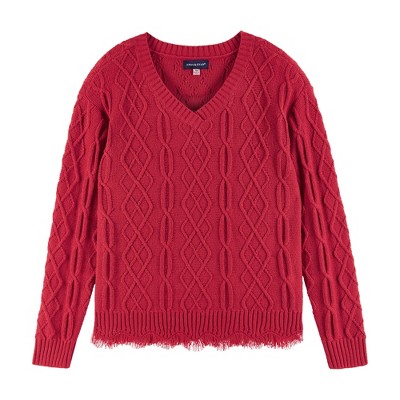 Andy & Evan  Kids  Girls Cable Knit V-Neck Sweater