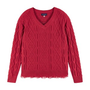 Andy & Evan  Kids  Girls Cable Knit V-Neck Sweater - 1 of 4