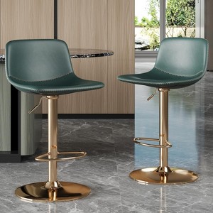 Kumasinova Swivel Bar Stools Adjustable Height Set of 2,PU Leather Counter Stools with Back Support,Counter Height Bar Stools for Kitchen Island - 1 of 4