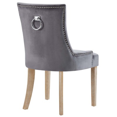 Elegant Gray Velvet Upholstered Side Chair with Nailhead Trim