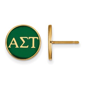 Black Bow Jewelry 14k Yellow Gold Plated Sterling Silver Alpha Sigma Tau Greek Life Stud Earrings - 1 of 3
