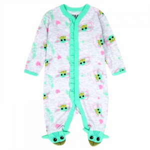 Kids Star Wars Grogu Smiles All Over Print Footed Pajamas - 1 of 1