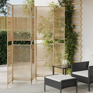 vidaXL Room Divider 6 Panels Beige Poly Rattan - 1 of 4