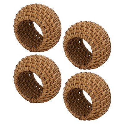 Natural Woven Rattan Napkin Rings Set of 4