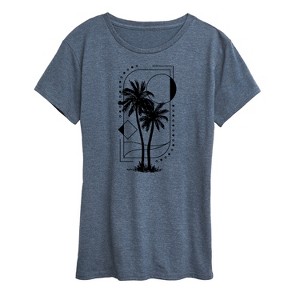 Women's - Instant Message - Geometric Palm Tree Scene Short Sleeve Graphic T-Shirt - 1 of 4