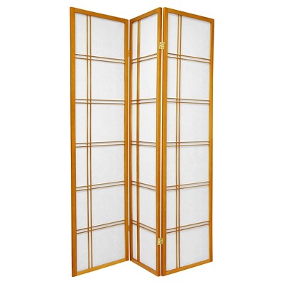 6 ft. Tall Double Cross Shoji Screen - Honey (3 Panels)