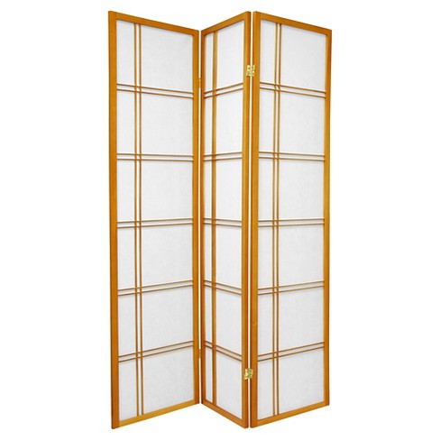 6 ft. Tall Double Cross Shoji Screen - Honey (3 Panels) - image 1 of 3