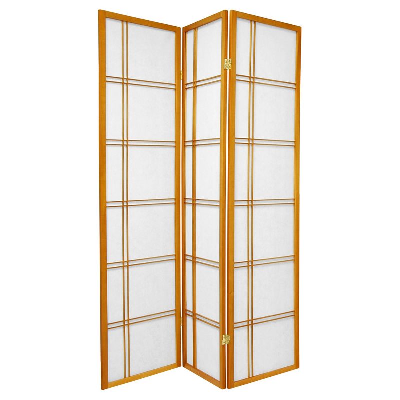 6 ft. Tall Double Cross Shoji Screen - Honey (3 Panels), 1 of 5
