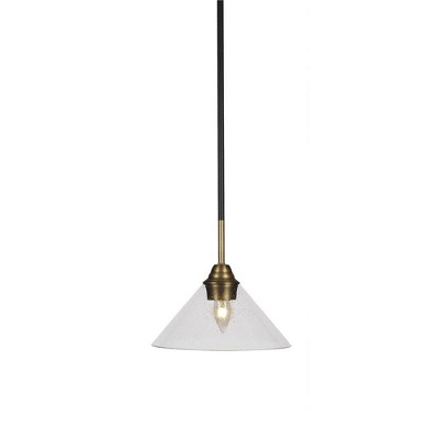 Toltec Lighting Paramount 1 - Light Pendant in  Matte Black/Brass with 10" Clear Bubble Shade