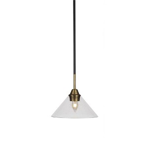 Toltec Lighting Paramount 1 - Light Pendant in  Matte Black/Brass with 10" Clear Bubble Shade - 1 of 1