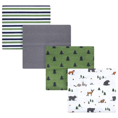 Hudson Baby Infant Boy Cotton Flannel Receiving Blankets, Woodland Tales, One Size