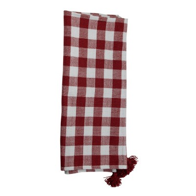 Gingham Pattern Hand Woven 50 x 60 inch Outdoor Safe Throw Blanket with Hand Tied Tassels - Foreside Home & Garden