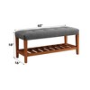GDFStudio Isaac Button Tufted Fabric Upholstered Wood 40“ Bench with Shelf - 3 of 4