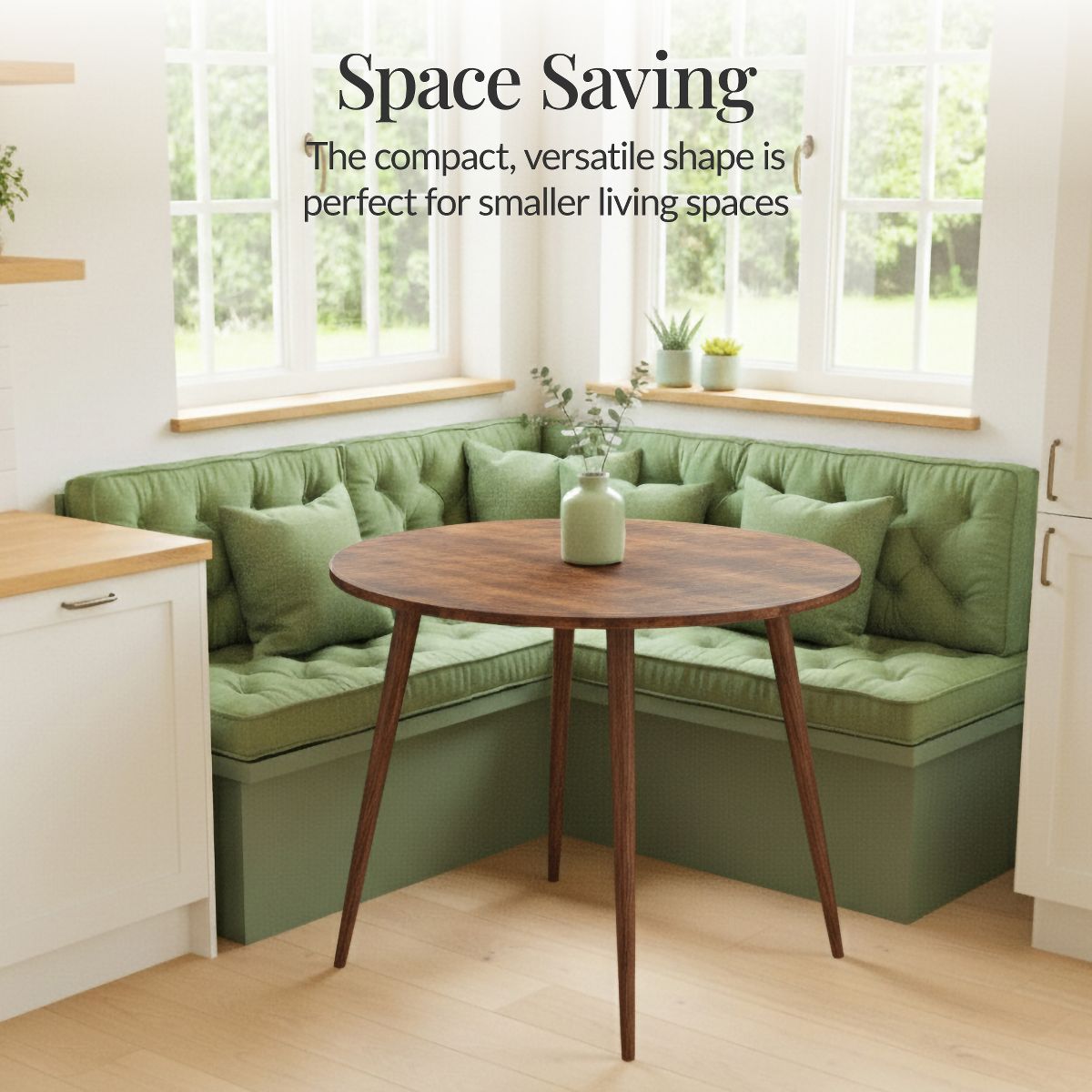 Best Choice Products Round Mid-Century Modern 35.5in Dining Table, Dinette for Home or Kitchen w/Wood Finish Steel Legs - Natural - thumbnail 10