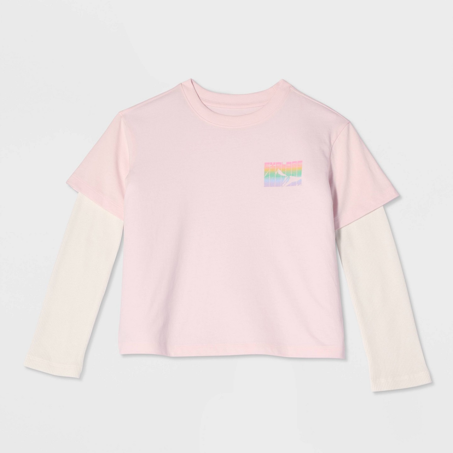 Футболка Cat & Jack Twofer Long Sleeve Relaxed Fit 'Explore' Graphic T-Shirt для девочек, цвет: Розовый — фото 2