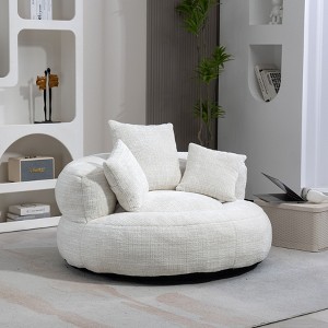 CENGHU Lazy Sofa Comfort Chenille Lounger Bean Bag Chair Couch With 3 Pillows for Adults and Kids Sofa Chair for Living room Bedroom White - 1 of 4