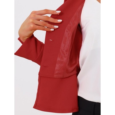 INSPIRE CHIC Women's Elegant Peter Pan Collar Long Sleeve Button Work Peplum Blazer Red Small — фото 5