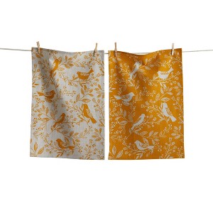 Tag Canyon Print Birds & Vines Ochre Kitchen Towel Set - Everyday Dishtowels, Machine Washable, 26" x 18" - 1 of 1