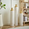 Gilded White Metal Vase Trio Set, 3D Floral Relief Cylinder Vases, Mother's Day Gift Home Décor Centerpiece - 3 of 4