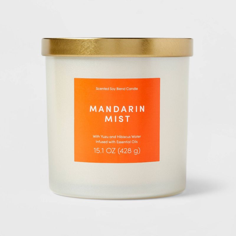 15.1oz Candle Pearlized Finish Label Mandarin Mist Orange - Opalhouse&#8482;, 1 of 5