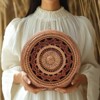 BRINJOY Handwoven Rattan Basket with Lid (9.06"D¡Á5.12"H) | Natural Wicker Storage Organizer for Kitchen, Living Room & Gifts - 2 of 4
