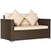 Resenkos Loveseat Sofa, Outdoor Sectional Furniture, PE Rattan, Blue - 2 of 4