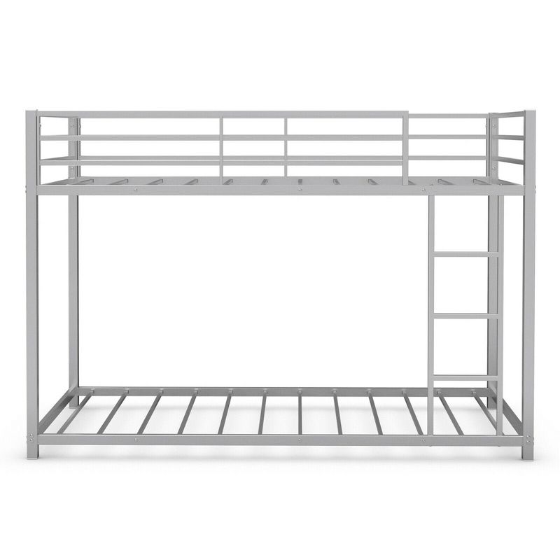 Costway Twin Bunk Bed Twin Over Frame Platform W/ Guard Rails & Side Ladder Silver, 1 of 9