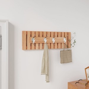 vidaXL Wall Hanger 16.5 in.x3.3 in.x5.5 in. Solid Wood Walnut - 1 of 4