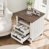 Garvee End Table with Charging Station and 2 Drawers, Narrow Nightstand for Small Space in Living Room, Bedroom, Hallway, White - 4 of 4