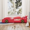 VYNXARIA Eye - Catching Red & Yellow Wooden Race Car Bed: Car - Shaped Platform Twin Bed with Wheels, Perfect for Teens - 4 of 4