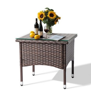 Karl Home|Patio Brown Wicker Square Side Table End Table - 1 of 4