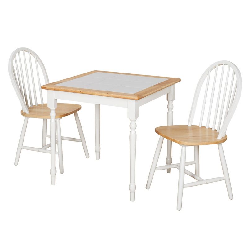 3pc Chester Tile Top Dining Set White/Natural - Buylateral, 1 of 8