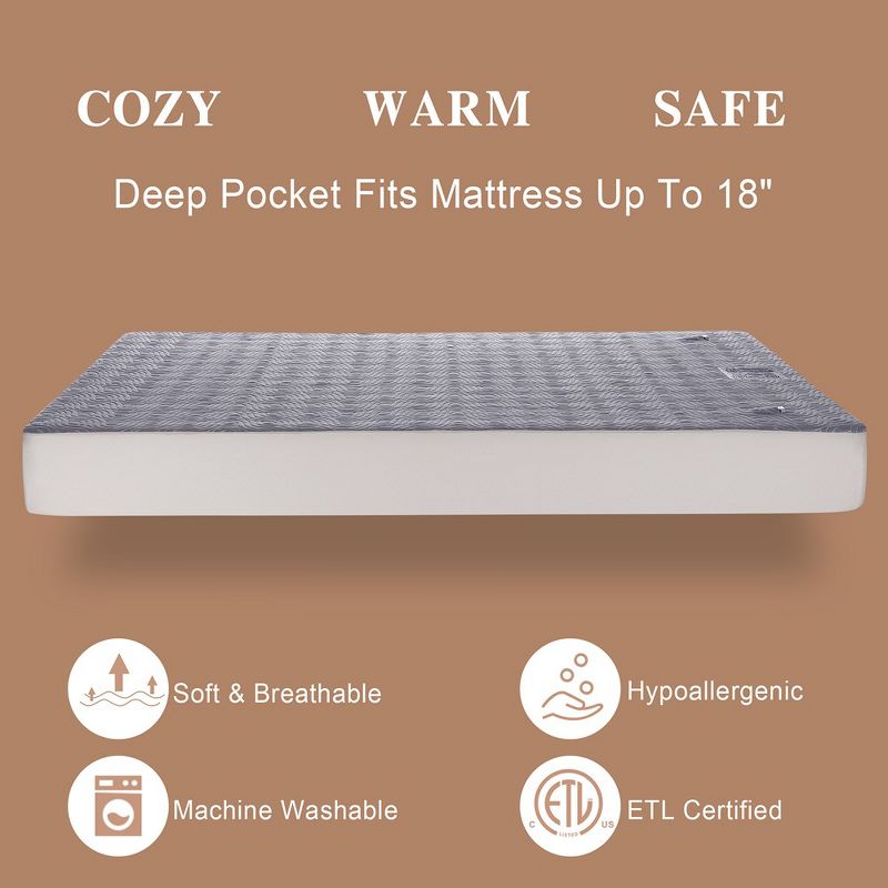Whizmax Heated Mattress Pad, 5 Heat Settings Electric Mattress Pad with 10-Hour Auto Shut-Off, 2 of 5