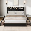 Garvee Upholstered Bed Frame with 4 Drawers, Black Velvet Platform with Tufted Headboard and Nailhead Design, No Box Spring Needed - 3 of 4