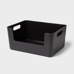 Large Plastic Open Face Pantry Bin Black - Brightroom™: Kitchen Cabinet Organizer, 13"x9.5"x6" Storage Solution - 1 of 4