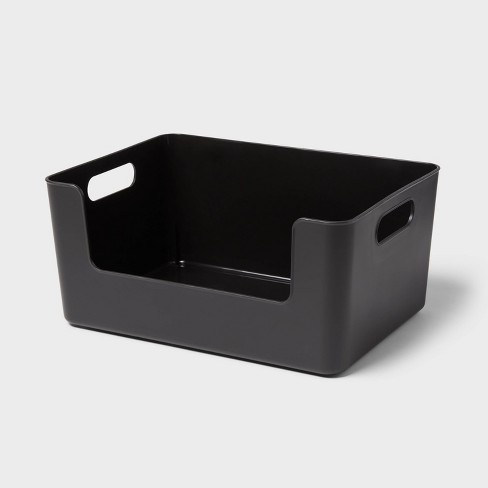 Set of 2 Storage Bins with Handles for Toy Kitchen Bathroom&Closet Storage in Black | Large